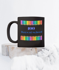 100 Days of School Black Coffee Mug gift for Teacher gift for Student