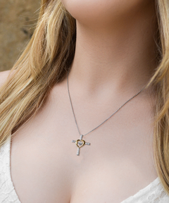 Valentine's Day Love Heart Cross Necklace