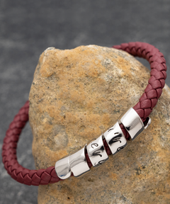 To My Husband on Valentine's Day Maroon Bracelet silver gift for him