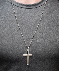 Silver Brass Cross Necklace Unisex Men's Necklace Congratulations on your Confirmation Sacrament Confirmation gift for Baptized Baptism