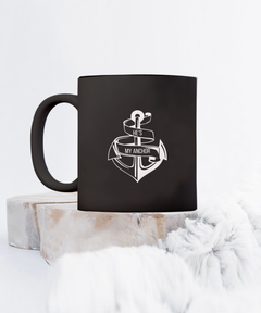 Jesus He's my Anchor Black Ceramic Mug gift for church member