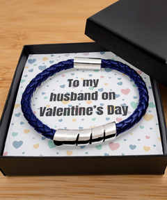 To My Husband on Valentine's Day Blue Bracelet silver gift for him