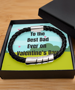 To the Best Dad Ever on Valentine's Day Black Bracelet gift for him