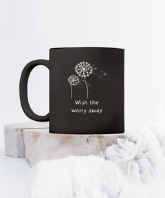 Dandelion Seed Dandelion Fluff Dandelion Wish Black Ceramic Mug gift for dandelion wishes