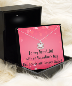 To my Beautiful Wife Valentine's Day Silver Circle Crystal Necklace gift for her