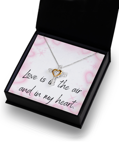 Valentine's Day Love Heart Cross Necklace