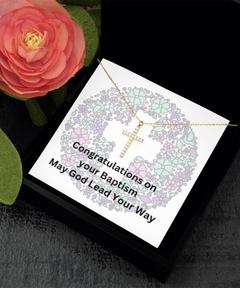 Crystal Cross Necklace Baptism gift for Baptized Sacrament of Confirmation