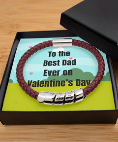 To the Best Dad Ever on Valentine's Day Maroon Rd Bracelet gift for him