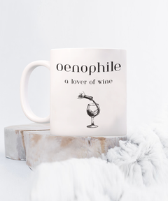 Oenophile Wine Lover mug, Wine Lover coffee cup