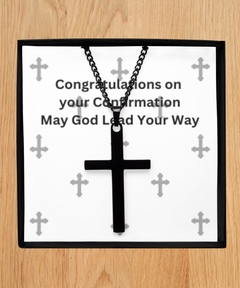 Black Brass Cross Necklace Unisex Men's Necklace Congratulations on your Confirmation Sacrament Confirmation gift for Baptized Baptism