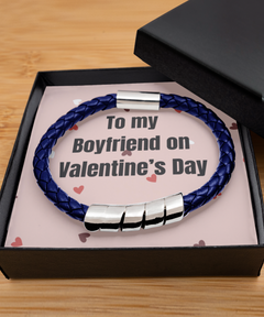 To My Boyfriend on Valentine's Day Blue Bracelet silver gift for him