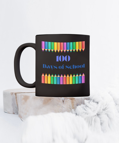 100 Days of School Black Coffee Mug gift for Teacher gift for Student