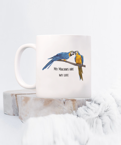 Blue Macaw Parrot Ceramic Mug gift for Bird Owner