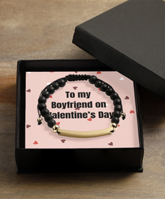 To My Boyfriend on Valentine's Day Black Beaded Bracelet gift for him