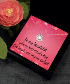 To my Beautiful Wife Valentine's Day Silver Circle Crystal Necklace gift for her