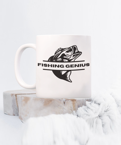 Fishing Genius Ceramic White Mug gift for fisherman fishermen