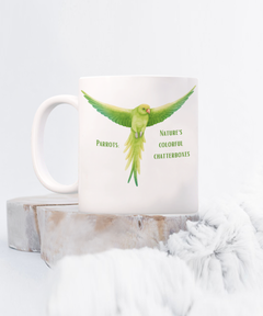 Green Parrot Nature's Chatterboxes Ceramic Mug Gift for Bird Owner