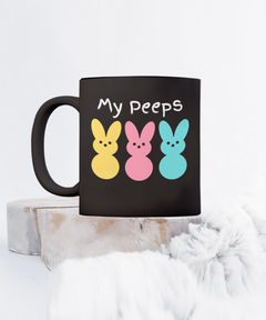 My Peeps Bunnies Black Ceramic Mug gift for Easter