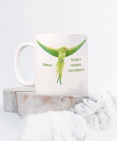 Green Parrot Nature's Chatterboxes Ceramic Mug Gift for Bird Owner