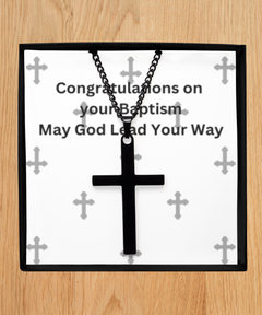 Black Cross Necklace Unisex Men's Necklace Congratulations on your Baptism gift for Baptized Sacrament Confirmation