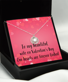 To my Beautiful Wife Valentine's Day Silver Circle Crystal Necklace gift for her