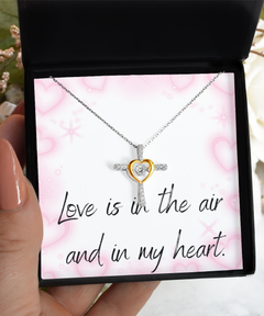 Valentine's Day Love Heart Cross Necklace