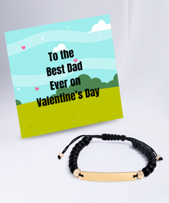 To the Best Dad Ever on Valentine's Day Beaded Black Bracelet gold gift for him