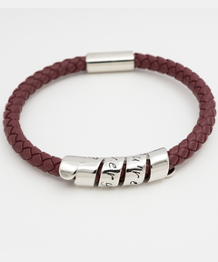 To My Boyfriend on Valentine's Day Maroon Red Bracelet silver gift for him