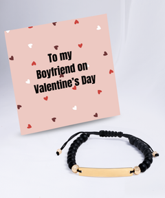 To My Boyfriend on Valentine's Day Black Beaded Bracelet gift for him