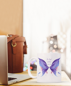 Memorial An Angel Watches Over Me Angel Wings Black Ceramic Mug Death of Loved One Personal Loss