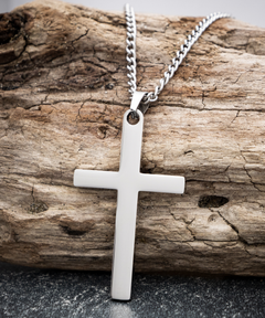 Silver Brass Cross Necklace Unisex Men's Necklace Congratulations on your Confirmation Sacrament Confirmation gift for Baptized Baptism