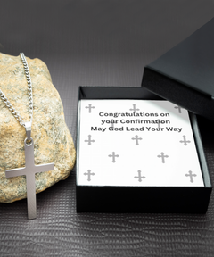 Silver Brass Cross Necklace Unisex Men's Necklace Congratulations on your Confirmation Sacrament Confirmation gift for Baptized Baptism