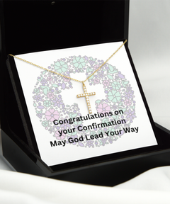 Crystal Cross Necklace Sacrament of Confirmation Baptism gift for Baptized