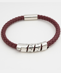 To My Husband on Valentine's Day Maroon Bracelet silver gift for him