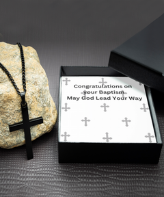 Black Cross Necklace Unisex Men's Necklace Congratulations on your Baptism gift for Baptized Sacrament Confirmation