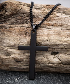 Black Brass Cross Necklace Unisex Men's Necklace Congratulations on your Confirmation Sacrament Confirmation gift for Baptized Baptism