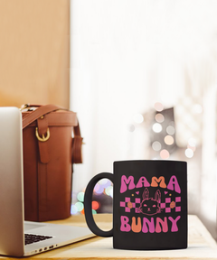 Mama Bunny Easter Bunny Black Ceramic Mug gift for Mom Mother's Day