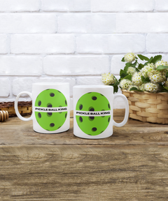 Pickleball King Ceramic White Mug gift for pickleball player