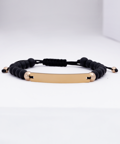 To the Best Dad Ever on Valentine's Day Beaded Black Bracelet gold gift for him