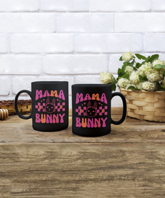 Mama Bunny Easter Bunny Black Ceramic Mug gift for Mom Mother's Day