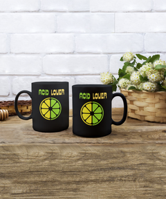 Acid Lover Lemon Lime Ceramic Black Coffee Mug gift for Citrus Lovers Chef Cook