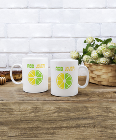 Acid Lover Lemon Lime Ceramic White Coffee Mug gift for Citrus Lovers Chef Cook