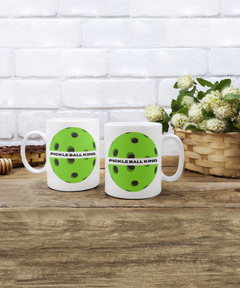 Pickleball King Ceramic White Mug gift for pickleball player