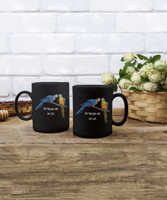 Blue Macaw Parrot Black Ceramic Mug Gift for Bird Owner 15oz