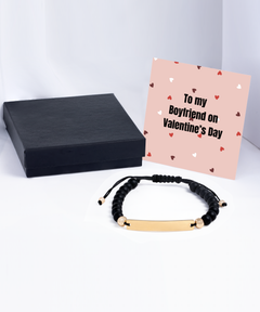 To My Boyfriend on Valentine's Day Black Beaded Bracelet gift for him