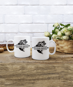 Fishing Genius Ceramic White Mug gift for fisherman fishermen